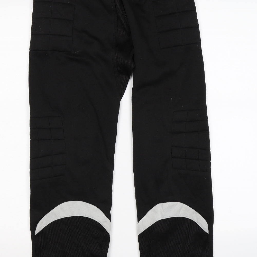 Brand and care label for sells men’s black jogger trousers, size S, 27-inch leg - padded knees
