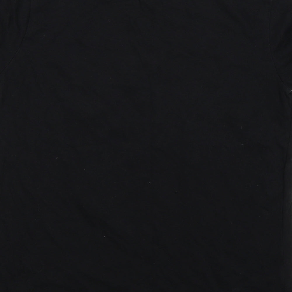 Brand and care label for rivber island girls’ black basic t-shirt, size 9-10, years - adventure graphic