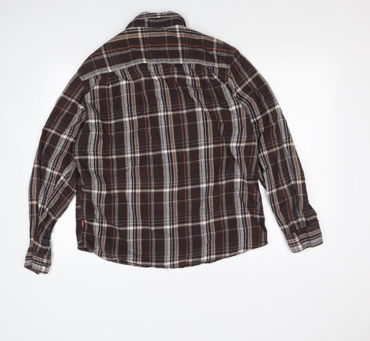 Mangoon Boys Brown Check Basic Button-Up Size XL
