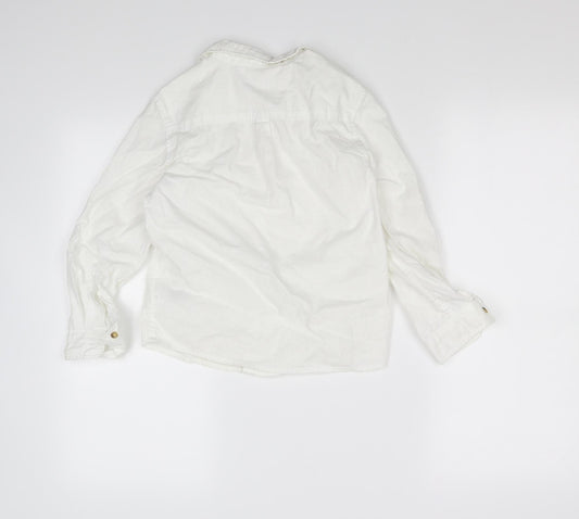 H&M Boys White Basic Button-Up Size 7 Years