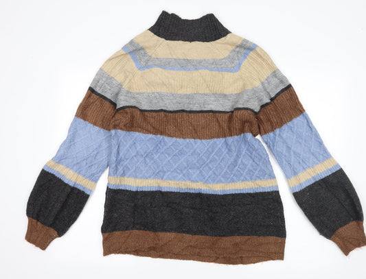 Warehouse Womens Grey Striped Pullover Jumper Size 10