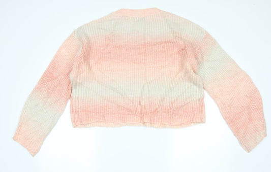 New Look Womens Pink Striped Pullover Jumper Size M