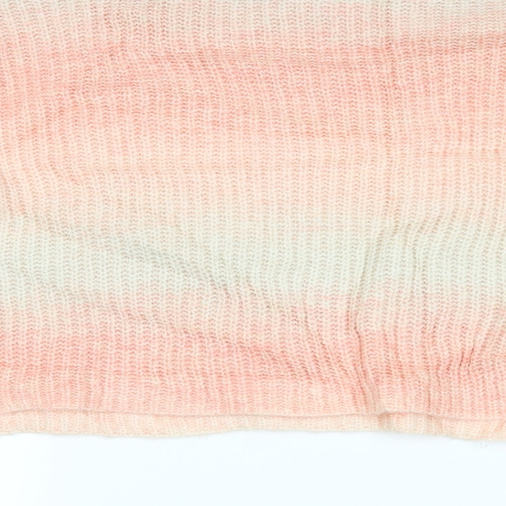 Brand and care label for New Look women’s pink striped jumper, size M