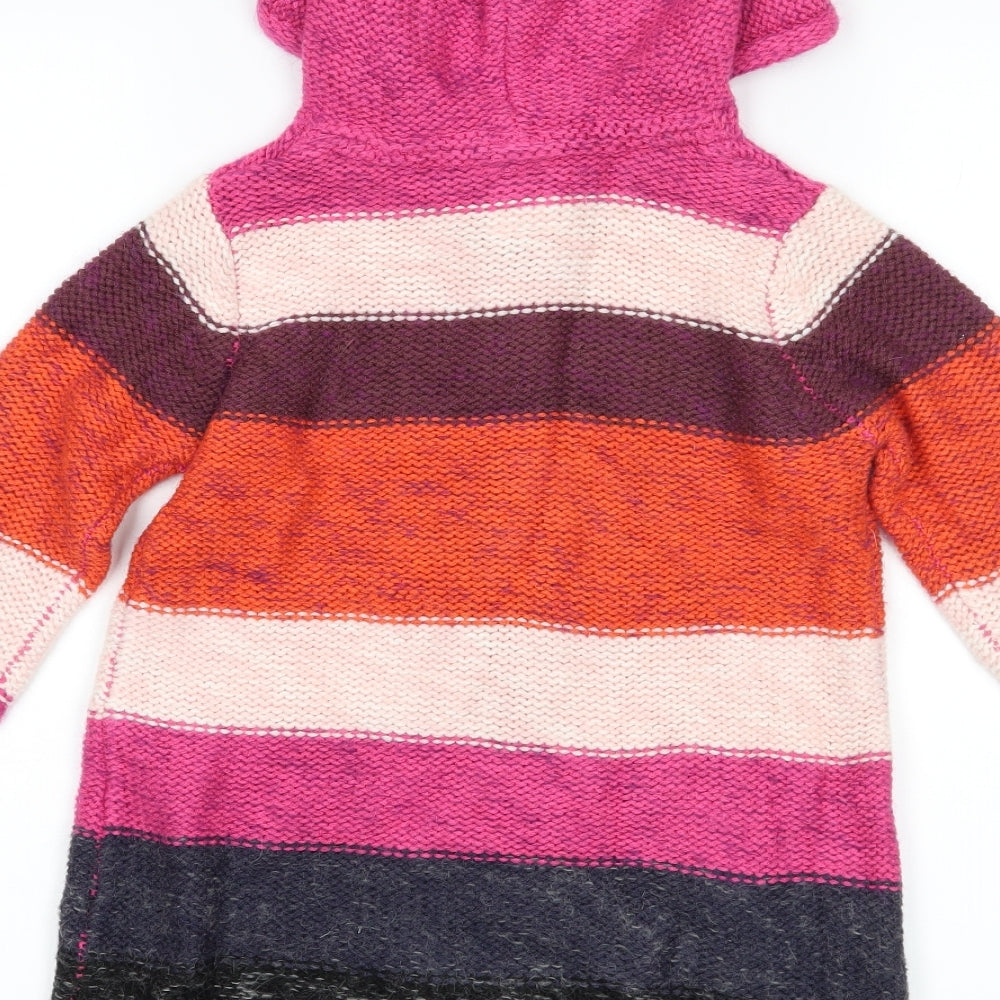 Brand and care label for John Lewis girls’ pink striped jacket, size S