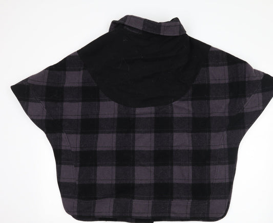 Lux Womens Purple Check Jacket Poncho Size S