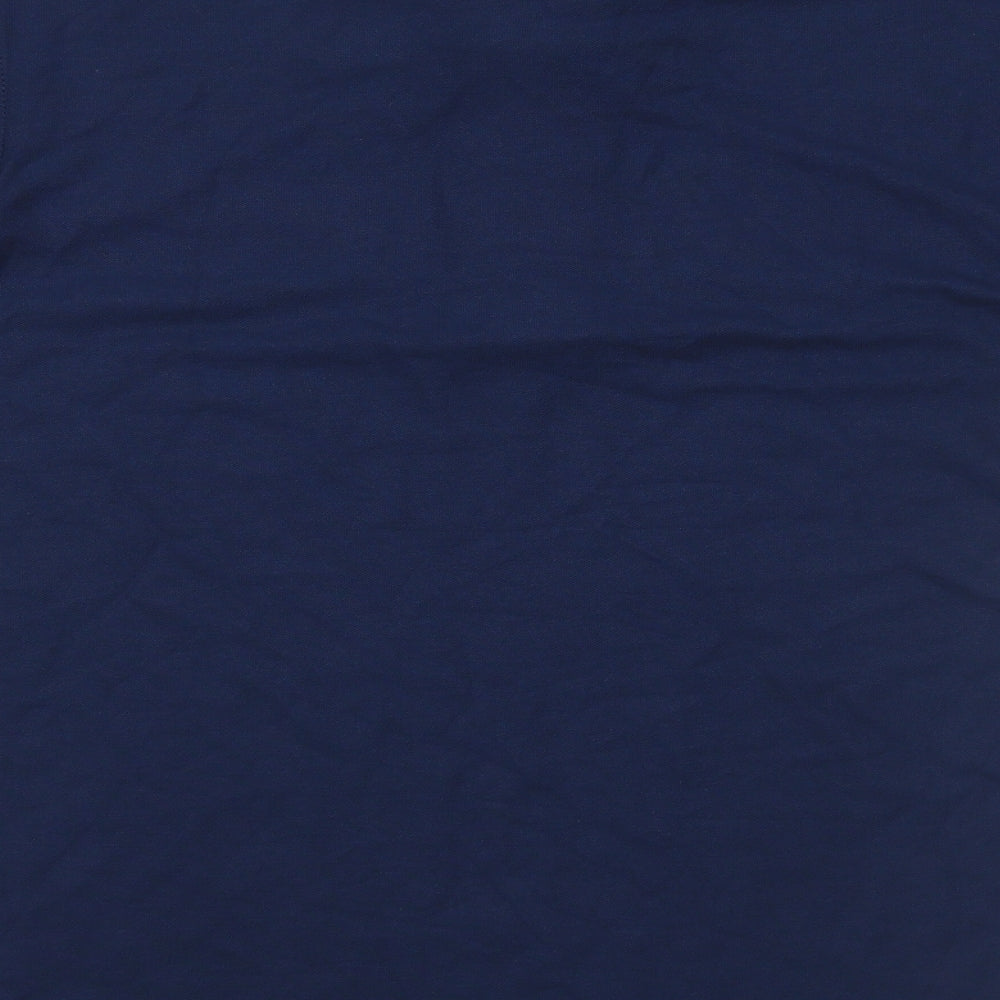 Brand and care label for Banner men’s blue polo, size S