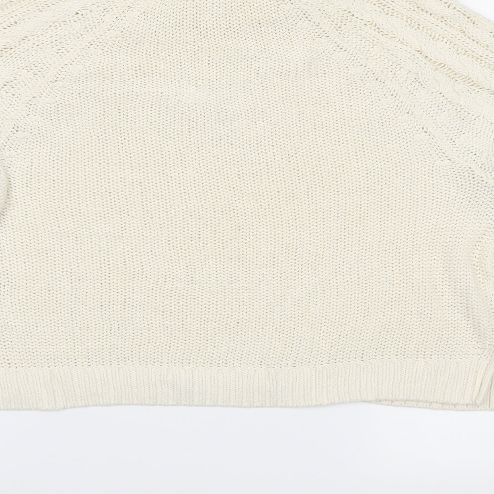 Brand and care label for H&M women’s ivory knit jumper, size S