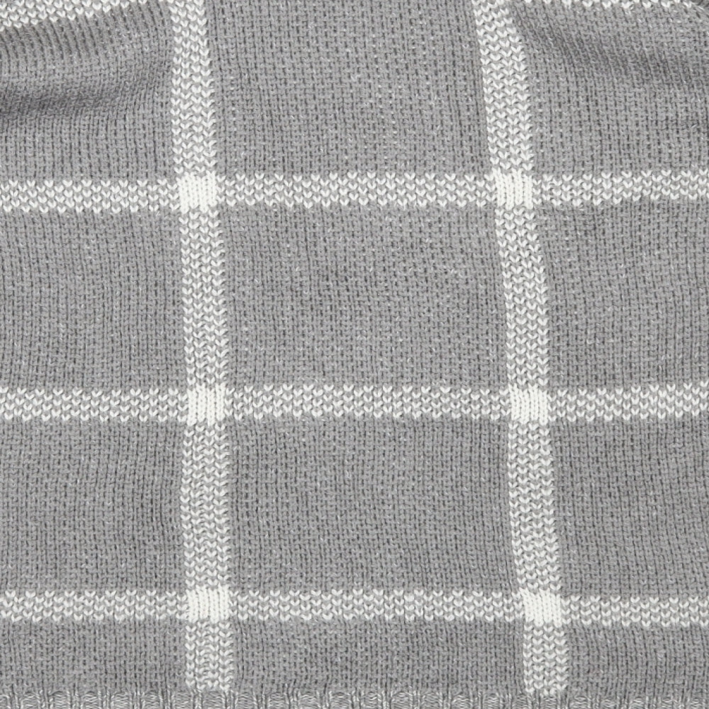 Brand and care label for Damart women’s grey check knit jumper, size S