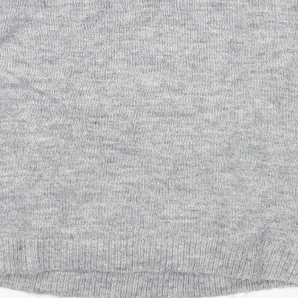 Brand and care label for E-vie girls’ grey fair isle knit jumper, size 7-8, years