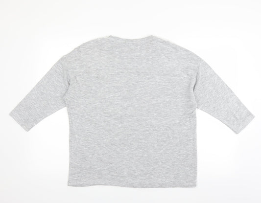Sainsburys Womens Grey Pullover Jumper Size 14 - lace and beads on shoulders