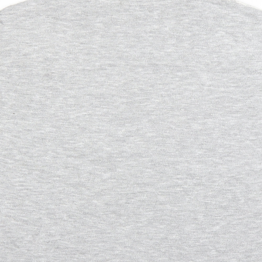Brand and care label for TU women’s grey jumper, size UK 14, - lace and beads on shoulders