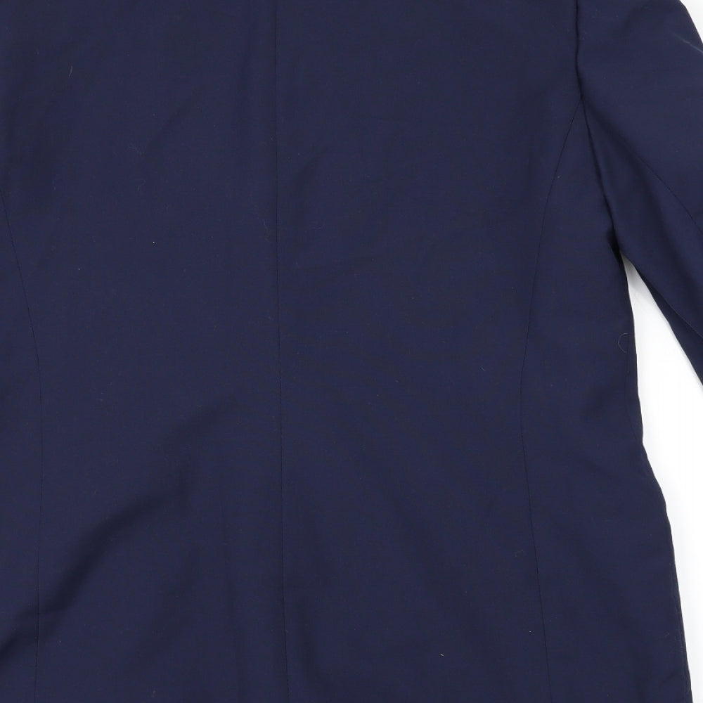 Brand and care label for slimma women’s blue jacket suit jacket, size UK 14