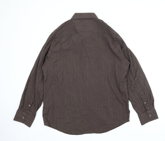 Vintage Mens Brown Striped T-Shirt Size 2XL