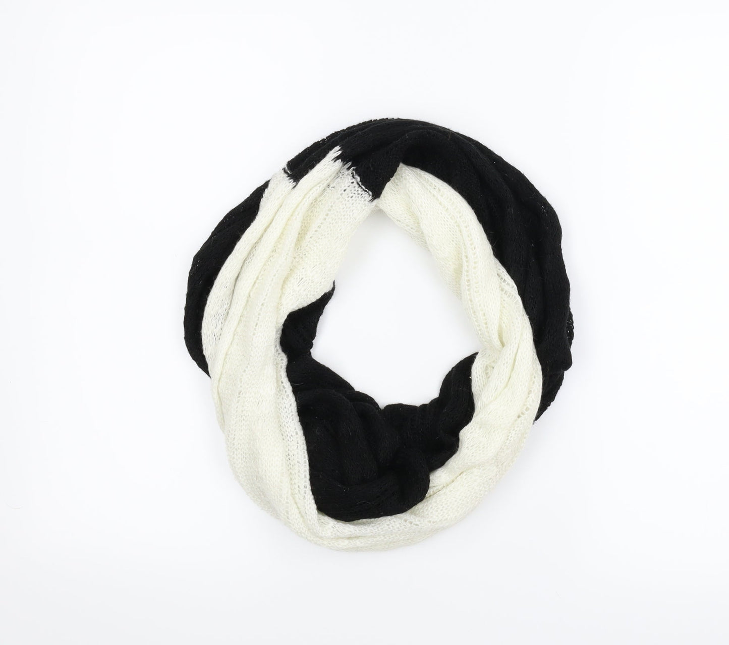 Preworn Womens Black Shawl/Wrap - Open knit, black and white
