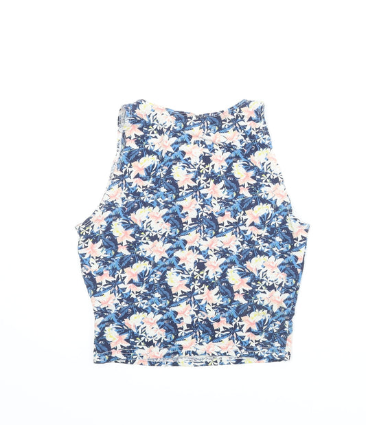 New Look Girls Blue Floral Basic Tank Size 10-11 Years
