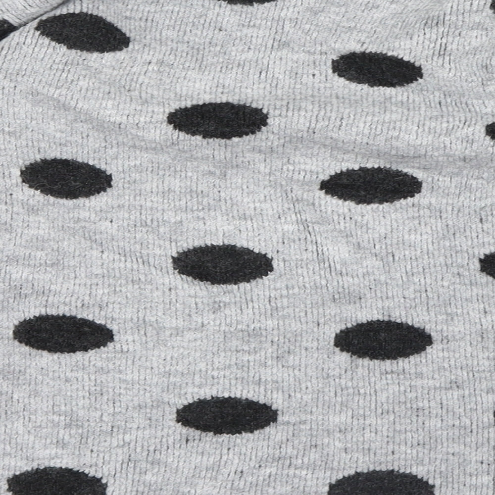 Brand and care label for H&M girls’ grey polka dot knit jumper, size 13-14, years
