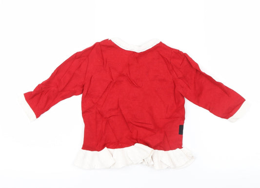 H&M Girls Red Geometric Shirt Dress Size 6-9 Months - Christmas