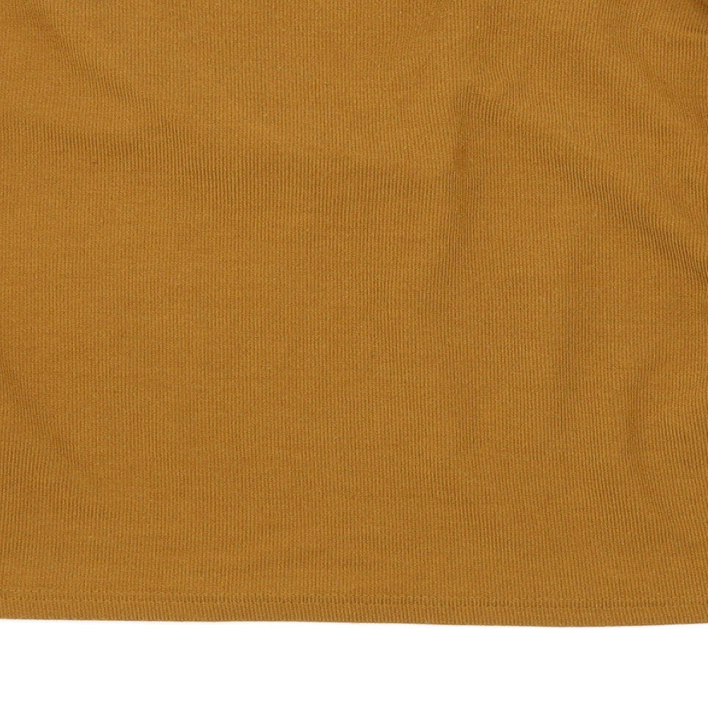 Brand and care label for JCL women’s brown jumper, size M