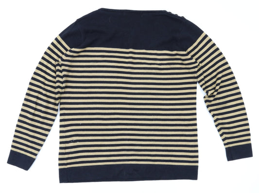 ewn Womens Brown Striped Pullover Jumper Size M