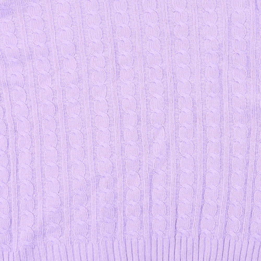Brand and care label for Envy women’s purple jumper, size M