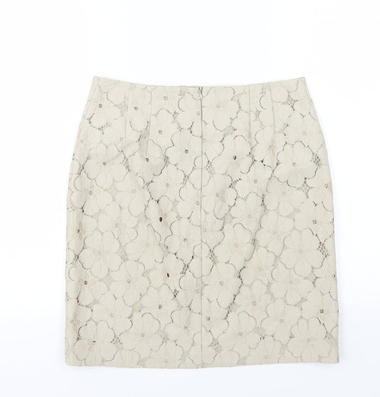 Ann Taylor Womens Beige Floral A-Line Skirt Size 6