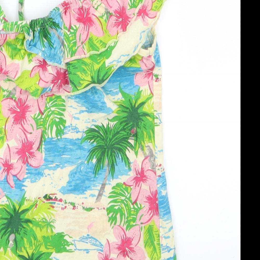 Brand and care label for Cherokee girls’ multicoloured floral jersey basic t-shirt, size 9-10, years