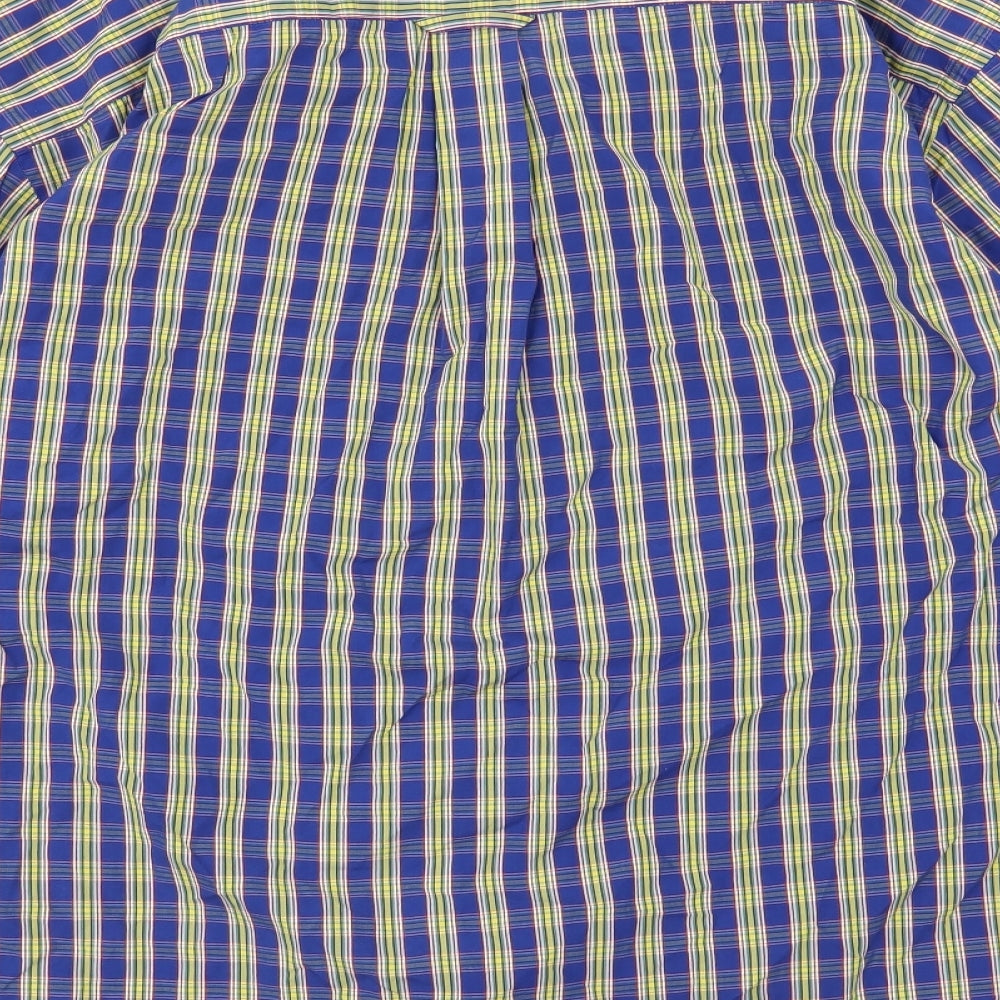 Brand and care label for Saint Gall men’s multicoloured striped woven button-up, size L
