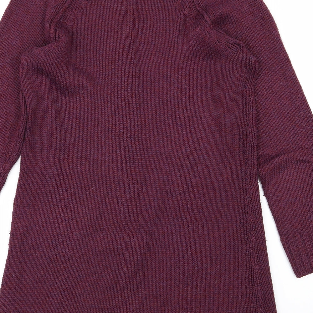 Brand and care label for H&M women’s purple knit jumper, size XS