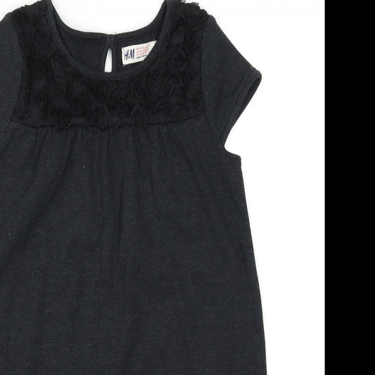 H&M Girls Black Basic Tank Size 5-6 Years