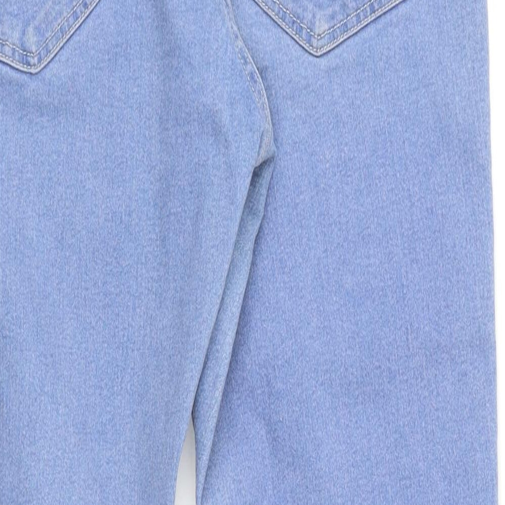 Brand and care label for H&M women’s blue skinny jeans, size UK 6, 28-inch leg