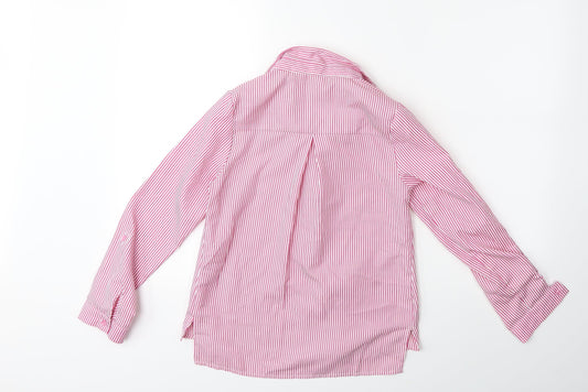 Nutmeg Girls Pink Striped Basic Button-Up Size 10 Years