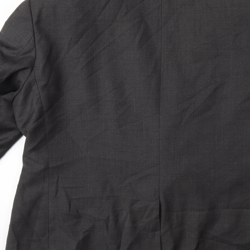 Brand and care label for Preworn men’s grey jacket suit jacket, size 38