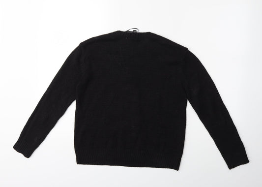 H&M Womens Black Knit Pullover Jumper Size XS