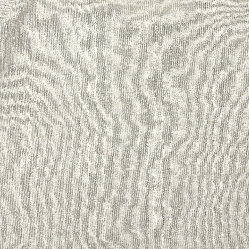 Brand and care label for sharman women’s beige knit jumper, size UK 6