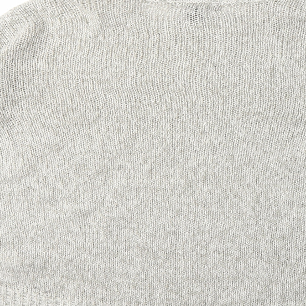 Brand and care label for New Look women’s grey knit jumper, size S