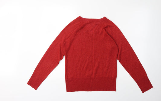 EWM Womens Red Knit Pullover Jumper Size 10