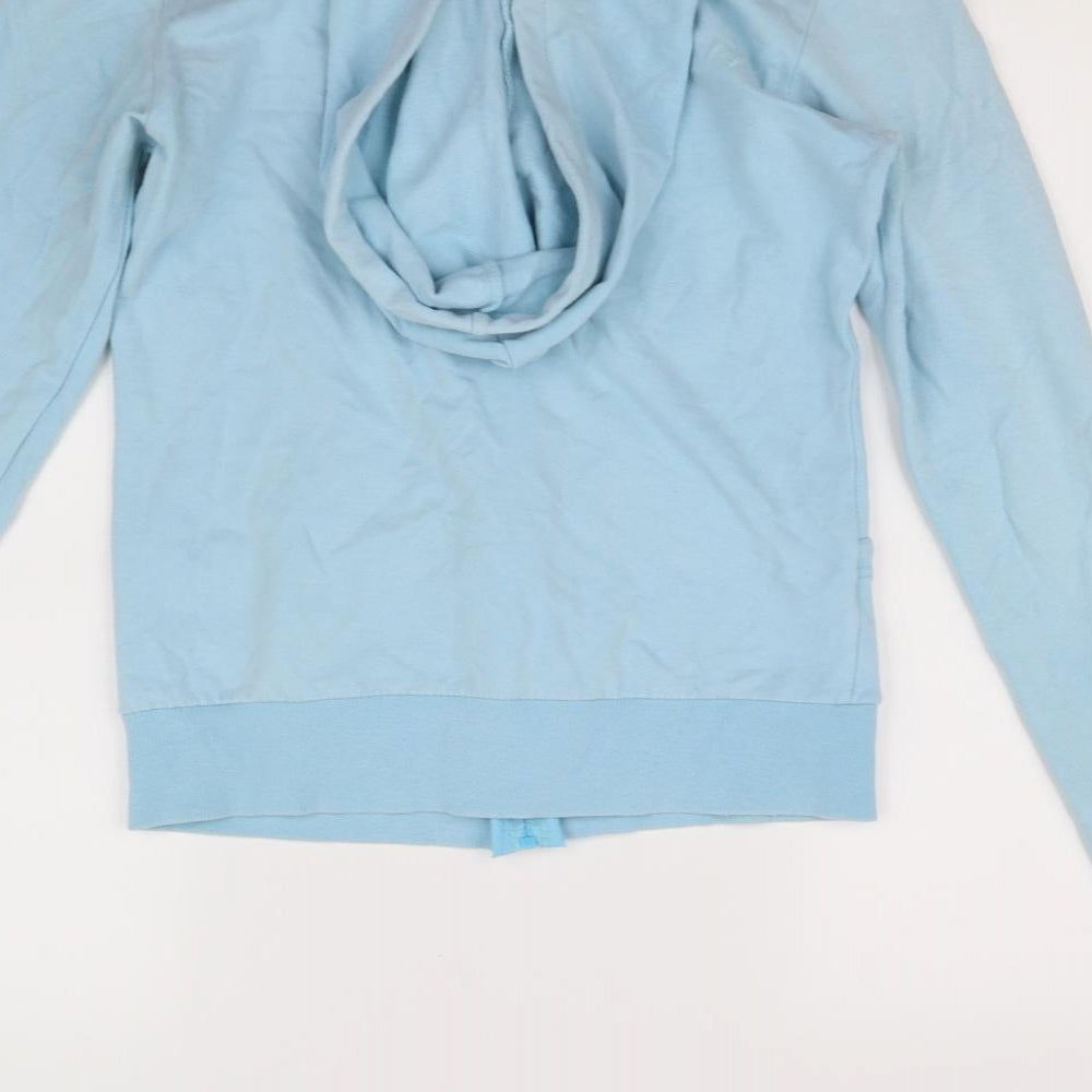 Brand and care label for Olympus women’s blue full zip jumper, size UK 12
