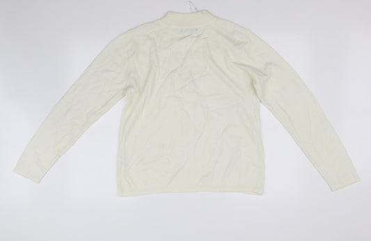BM Womens White Pullover Jumper Size S