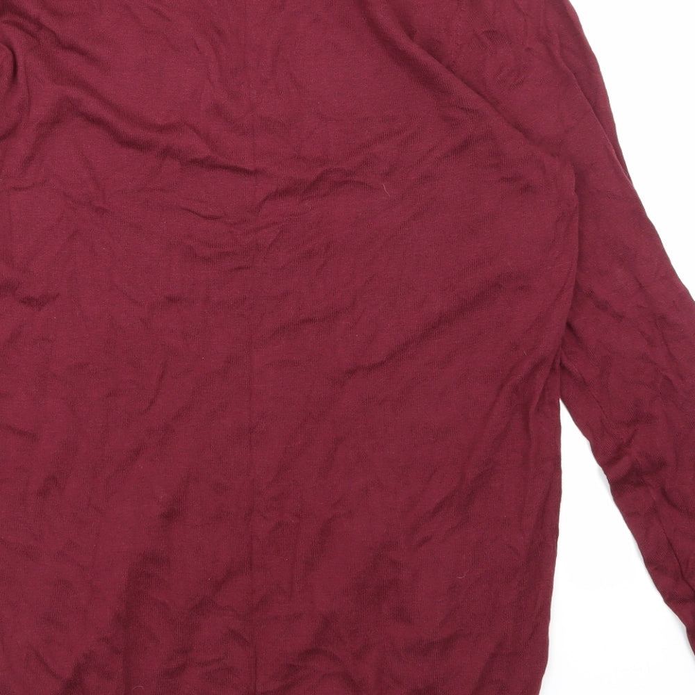 Brand and care label for ASOS men’s red pullover sweatshirt, size S