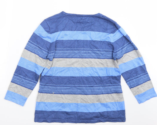 Chianti Womens Blue Striped Pullover Jumper Size L