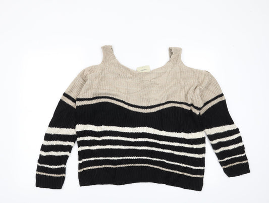 Papaya Womens Beige Striped Pullover Jumper Size S