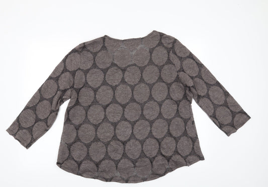 Saloos Womens Brown Geometric Pullover Jumper Size 22