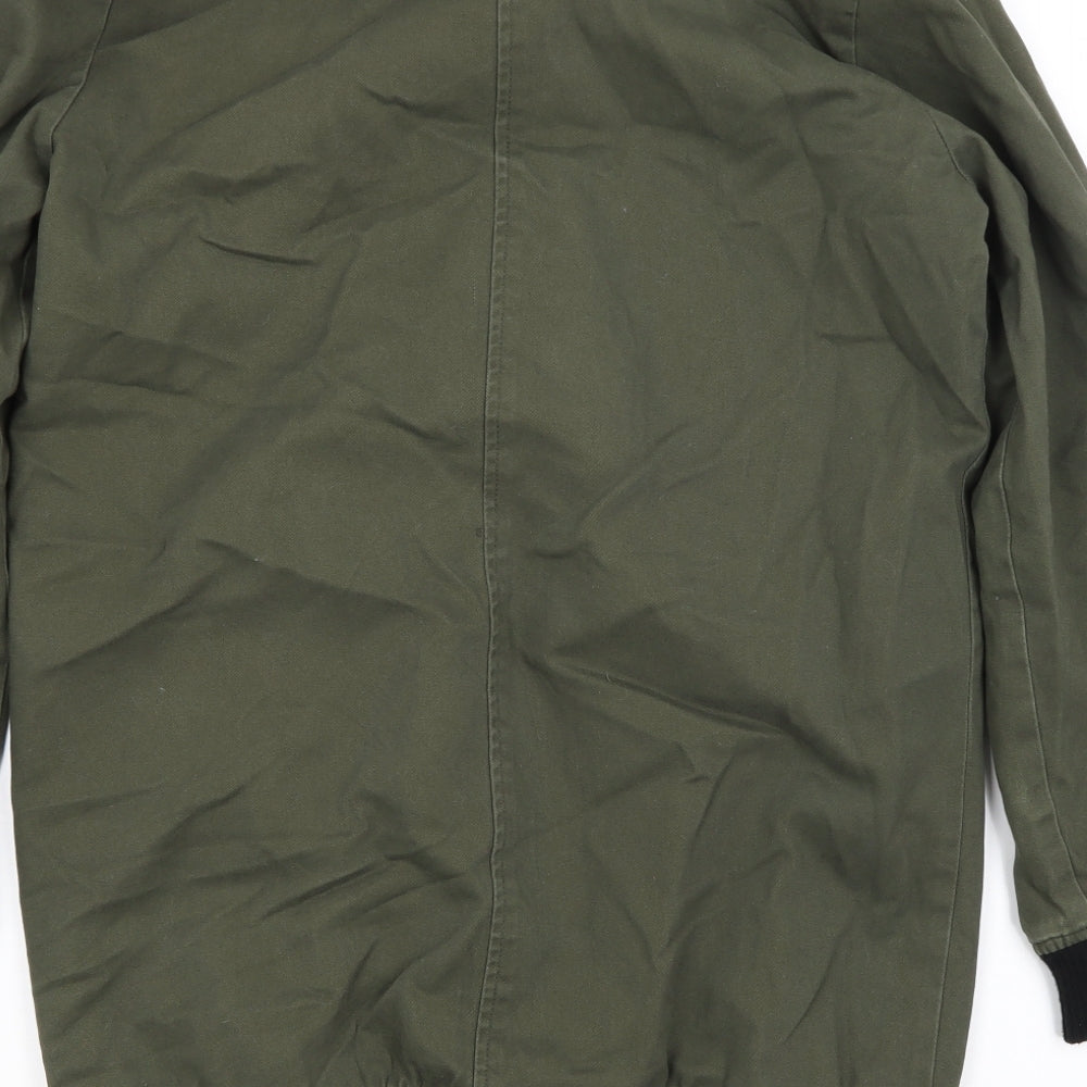 Brand and care label for New Look women’s green jacket coat, size UK 6