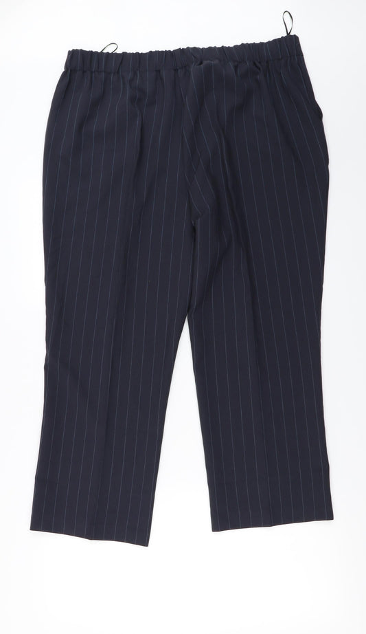 the straight leg Womens Black Striped Trousers Size 18 L26 in