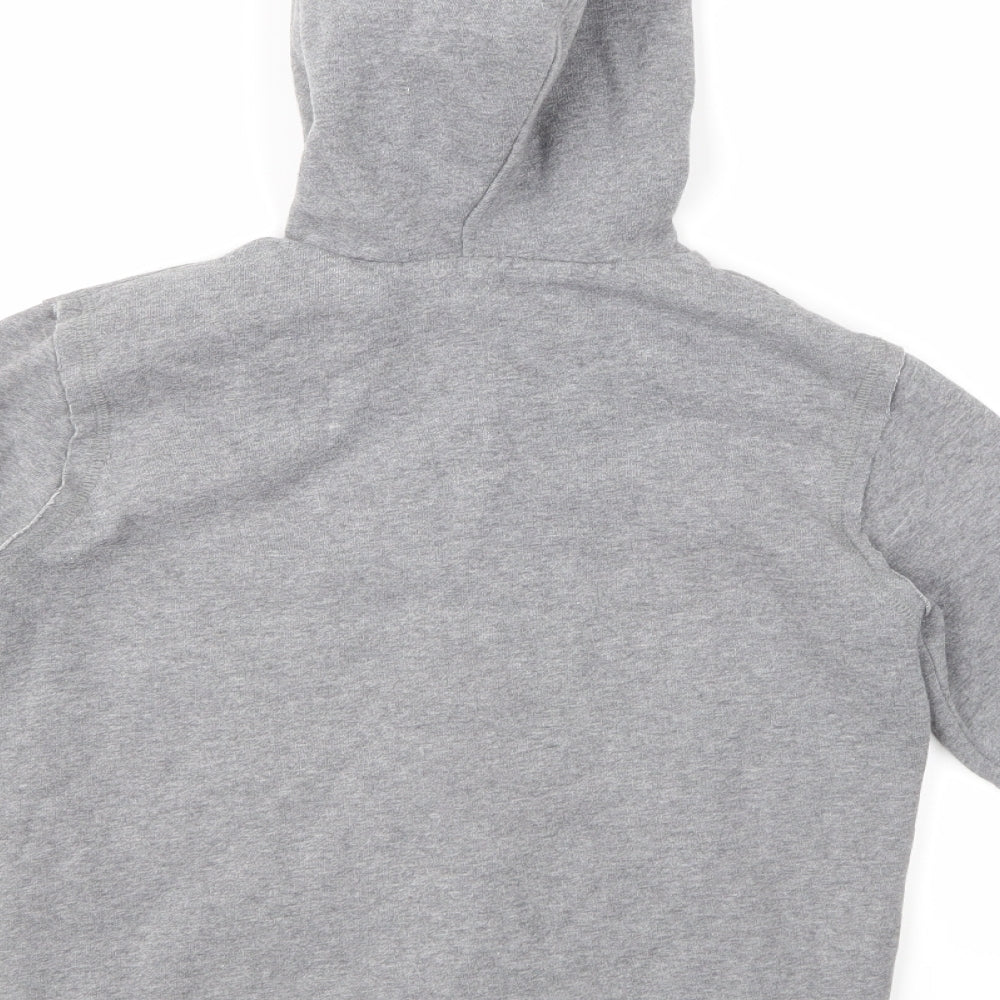 Brand and care label for Zara Kids girls’ grey full zip hoodie, size 7-8, years