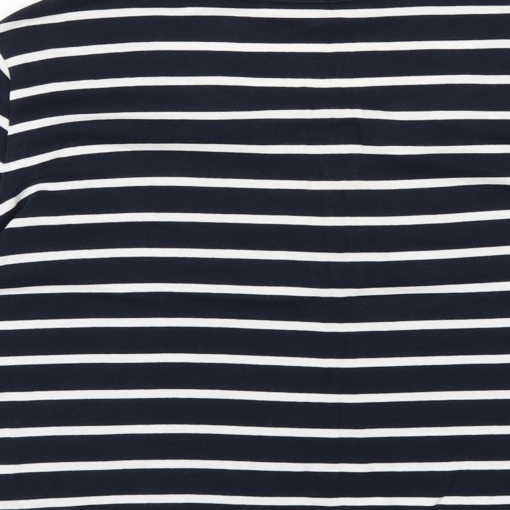 Preworn Womens Blue Striped Basic Blouse Size L