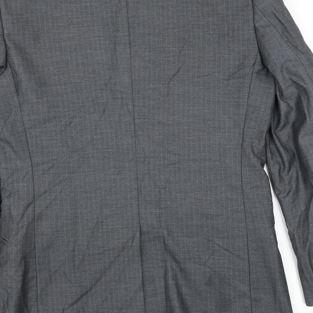 Brand and care label for Butler & Webb men’s grey jacket suit jacket, size 36