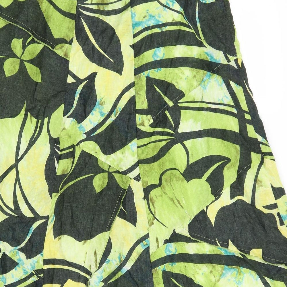 Brand and care label for Libra women’s green floral a-line skirt, size UK 12