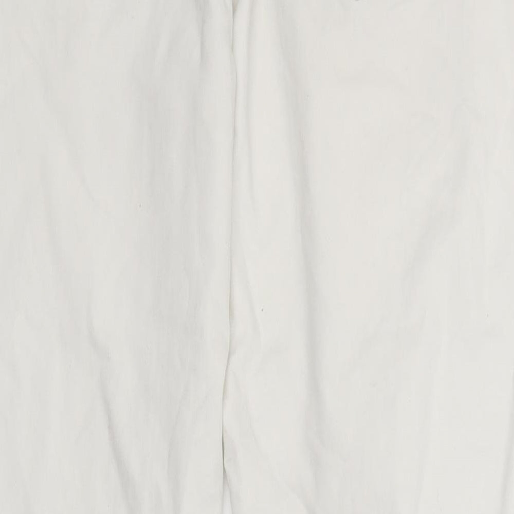 Brand and care label for Yessica women’s white denim straight jeans, size UK 8, 26.5-inch leg