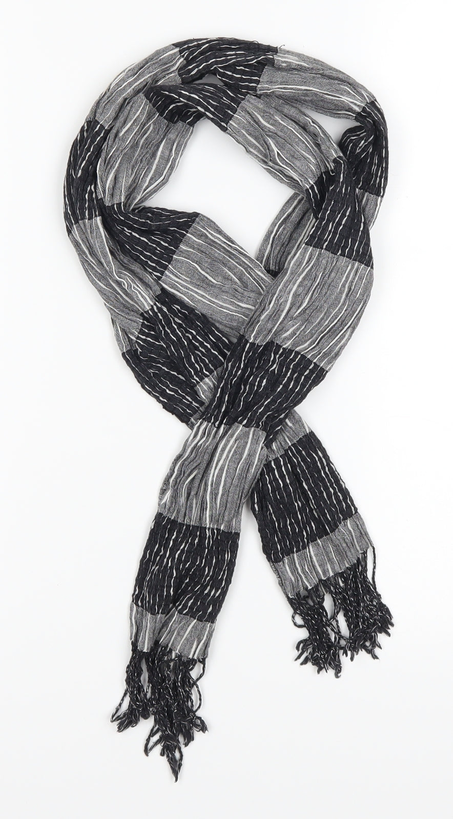 Preworn Unisex Black Striped Scarf